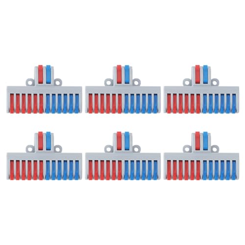 Generic Bloques de Terminales de Fácil Instalación del Conector de Cable Compacto para Iluminación de Electrodomésticos, 6 Piezas 2 en 12 Salidas