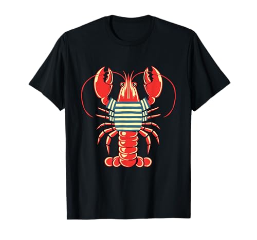 Chemise Homard Rétro Breton Top Drôle Cadeau de Pêche T-Shirt
