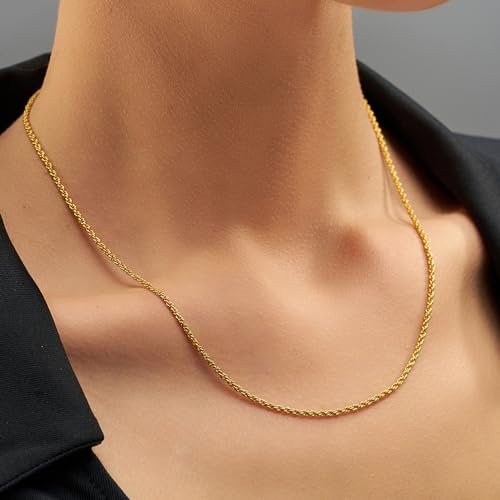 LIFETIME JEWELRY 1mm Gold Chain for Men & Women 24k Real Gold Plated Diamond Cut Rope Chain 14 to 30 Inch3