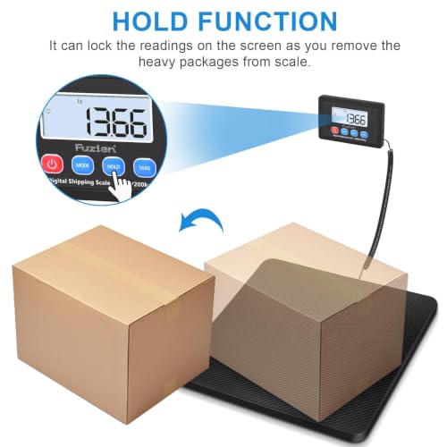 Image of Fuzion Shipping Scale, 450lb x 10g, High Accuracy Postal Scale, Hold /Tare Function, Digital Shipping Scale for Parcels, Postage, Luggage, Shipping, Battery and AC Adapter Included