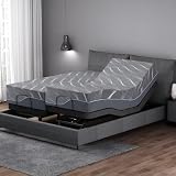 Adjustable Bed Frame Split King, Bed Base with 12 Inch Grey Gel Memory Foam Medium-Firm Mattress in Box, Adjustable Bed with Adjustable leg height, Easy Assembly Smart Electric Hospital Bed furniture