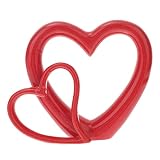 PRETYZOOM Escultura de corazón de cerámica boda corazón estatua moderna figura de arte para el día de San Valentín corazón fiesta decoración del hogar rojo