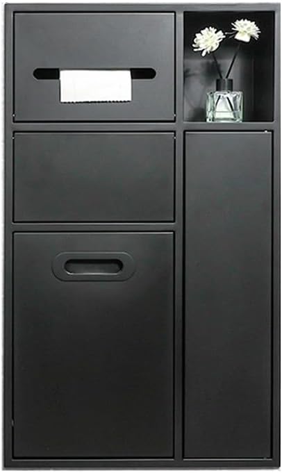 Stainless Steel Shower Niches Toilet Paper Storage Rack with Tipping Bucket Trash Can Recessed Bathroom Niches(Gray 40x86x14cm)