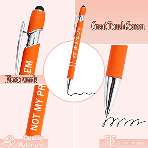 Pasisibick 12 Pieces Inspirational Ballpoint Pens With Stylus Tip, Office Quotes Snarky Screen Touch Stylus Pen Encouraging Scriptures, Black Ink (12 Color,Negative) #TOP1
