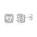 Mia Sarine Rhodium Plated Silver Cubic Zirconia Asscher Cut Basket Women's Stud Earrings
