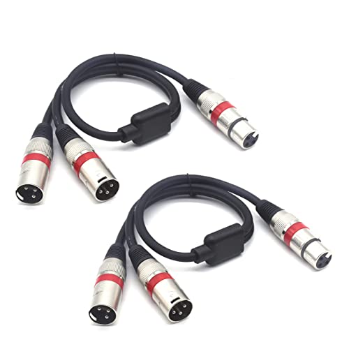 SiYear XLR Splitter Cable - XLR Female to Dual Male 3 Pin Patch Y Cable Balanced Microphone Splitter Cord Audio Adapter (50CM-2PACK)