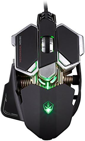 XINKSD G10 4000 DPI 10 Buttons LED Optical USB Wired Mechanical Gaming Mouse, Programmable Gaming Mice for Pro Game Notebook, Laptop, PC, MacBook, Computer- Black