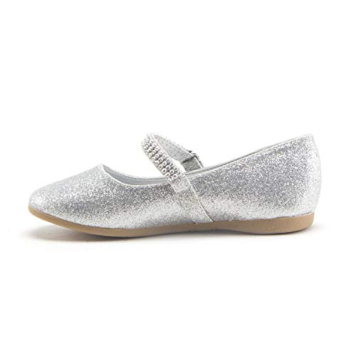 Little Girls Closed Toe Dress Shoes Mary Jane Flats Ballerina Glitter Slip On Ballet Flat2