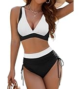 BMJL Women's High Waisted Bikini Sets Modest Tummy Control Swimsuit Two Piece Drawstring Bathing ...