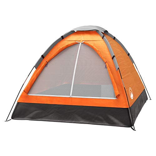 2-Person Camping Tent – Includes Rain Fly and Carrying Bag – Lightweight Compact Outdoor Tent for Backpacking, Hiking, or Beaches by Wakeman (Orange)