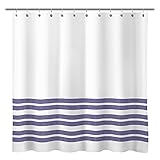 Sunlit Design Double Stripes Fabric Shower Curtain, Purple Stripes Shower Curtains, Modern Style...