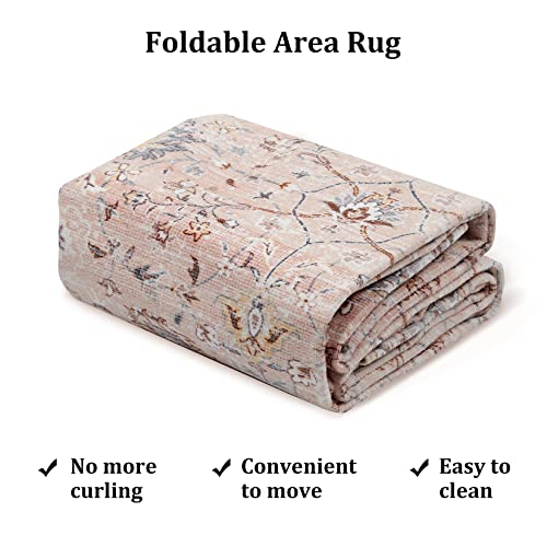 Rugsreal Machine Washable Runner Area Rug For Living Room, Persian Vintage Entryway Rug Distressed Bedroom Mat Indoor Entrance Carpet For Kitchen Office Home Decor Carpet Mat, Blush Muti, 2' X 6' #TOP6