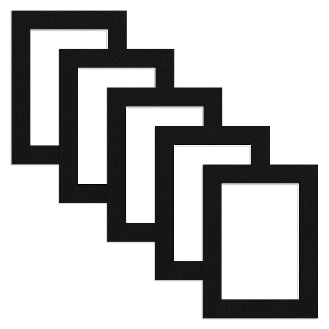 Alison Kingsgate 8X6 Black Picture Mount for frames - 6X4 Aperture - Pack 5