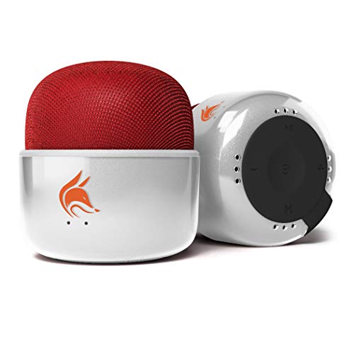 Mini Bluetooth Speaker with FM Radio  an Elegant Small Speaker with a Big 5W Sound. Wireless Speaker for iPhone, iPad, Smartphone. Pocket Size Portable (White & Red)