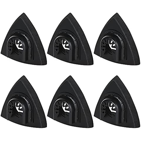 6 Pcs 3-1/8 Inch Power Oscillating Tool Sanding Pads, 80 mm Triangle Multitool Universal Quick-Fit Sanding Pads for Hook & Loop Sandpaper Fit Dewalt, Fein Multimaster, Bosch, Dremel, Craftsman, etc Cover
