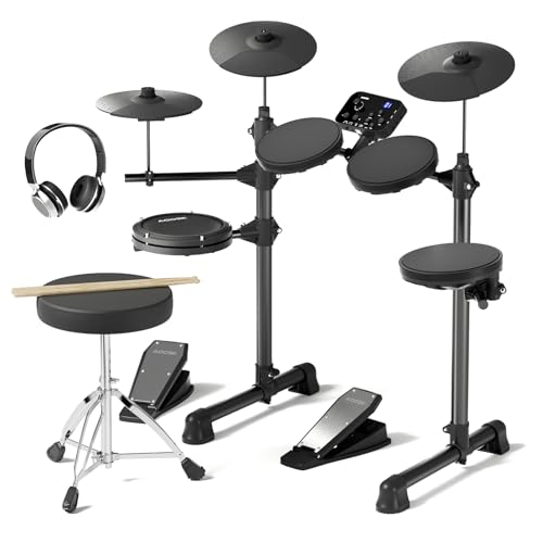 AODSK Electric Drum Set For Beginner 150 Sounds,4 Quiet Drum Pads 2 Pedals