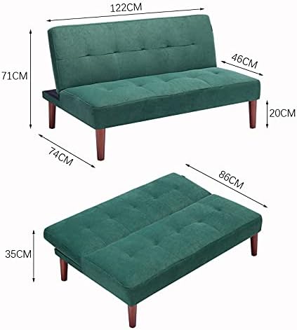 INMOZATA Sofa Bed Green 2 Seater Occasional Sofa Linen Fabric Single Corner Sofa Couch Settee Recliner Sleeper Sofa for Living Room Bed Room (Green)