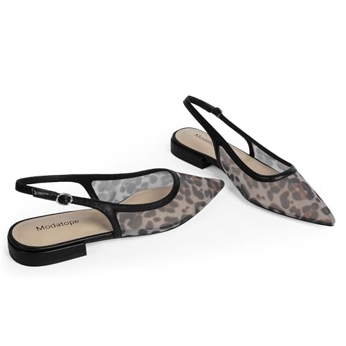 Image of Modatope Slingback Flats for Women Pointed Toe Ballet Flats Classic Low Heel Sandals Dress Shoes