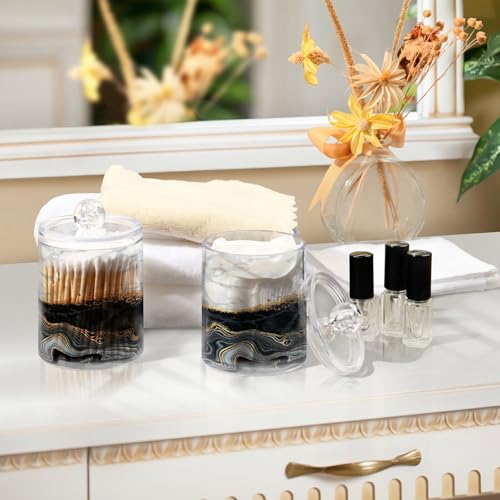 Contenedores de hilo y bastoncillos botes de almacenamiento para baño diseño mármol 2 unidades 7