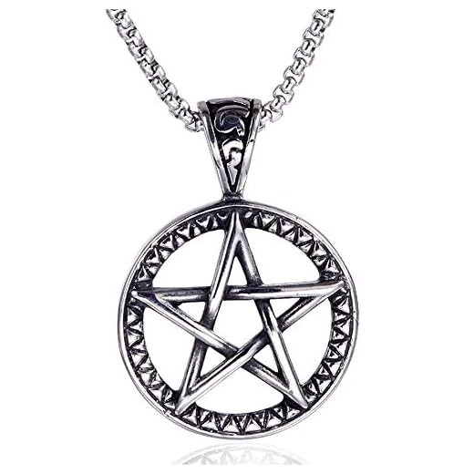 Présent Pendentif Acero Inoxidable Hombres Collares De Cadena Colgantes De Plata Del Punk Rock Pentagram Estrellas De Oro: Hombre Boy Joyas De Moda Regalo ( Color : N121 Silver , Size : 70cm )