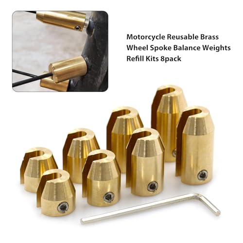 Shkalacar 14 Stück Motorrad Wuchtgewichte Speichenradgewichte, Wiederverwendbare Messing, Radspeichen Ausgleichsgewichte für Verbesserte Radbalance