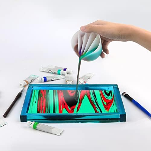 AIEX 4pcs Paint Pour Cup, Paint Pour Split Cup Silicone Pour Split Cup Acrylic Paint Pour Cup Painting Divider Fluid Art Supplies Split Cup for Paint Pouring Resin DIY (White, 2/3/4/5 Chambers)