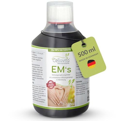 Cellavita Effektive Mikroorganismen EMs für Menschen 500ml mit 24 Bakterienkulturen & Pflanzenextrakten Flüssiges Probiotikum als natürliche Darmkur für den Darm Nahrungsergänzungsmittel