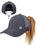 GADIEMKENSD Cappelli Ponytail per Donne Cappello da Baseball Estivo con Foro per Coda di Cavallo Cordoncino Regolabile Rete Traspirante Cappello da Sole Alto Bun per Corsa Escursionismo Grigio Scuro