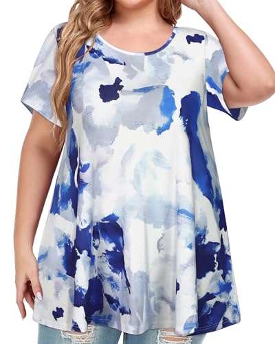 Image of JOELLYUS Plus Size Tops for Women Tunic Floral Casual Short Sleeves T Shirts Flowy Blouses 2026
