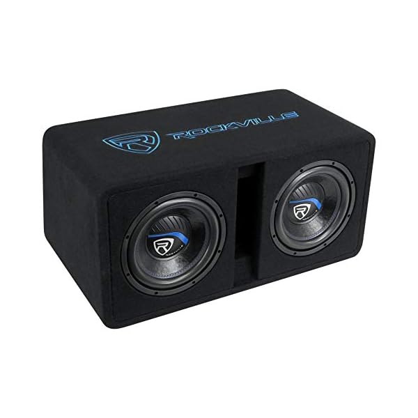 Rockville DV10K52 Dual 10″ K5 2400w Car Subwoofers+Vented Sub Enclosure Box/2Ohm, Black