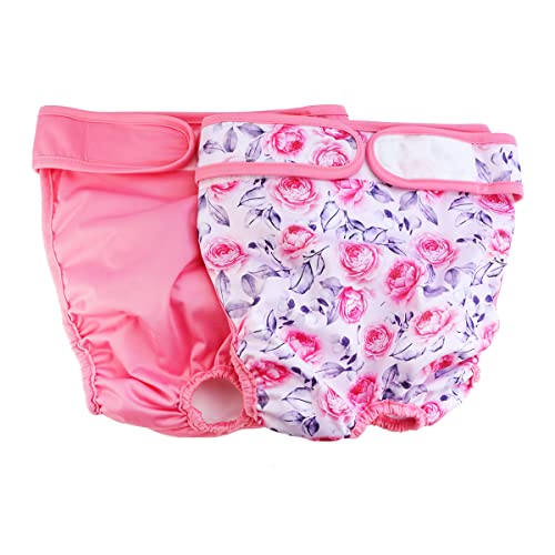 Hisprout Female Dog Diaper Reusable Washable Durable Doggie Diapers Pants(XL,Pink Rose)