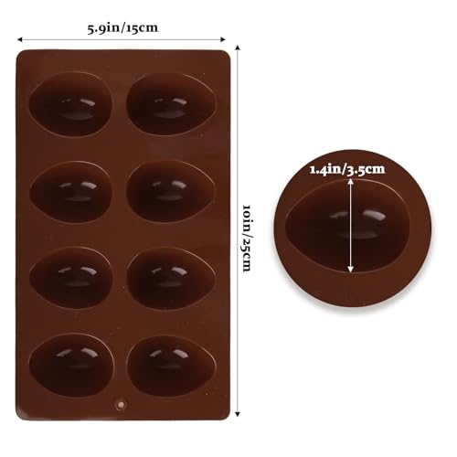 8-Cavity Easter Egg Shape Silicone Molds, 2Pcs Food-grade Baking Supplies for DIY Cake Decoration, Chocolate, Candy, Jello, Pastry, Muffin, Bread, Ice Cube (Chocolate) by Rthjsfj - Used condition - Image 2