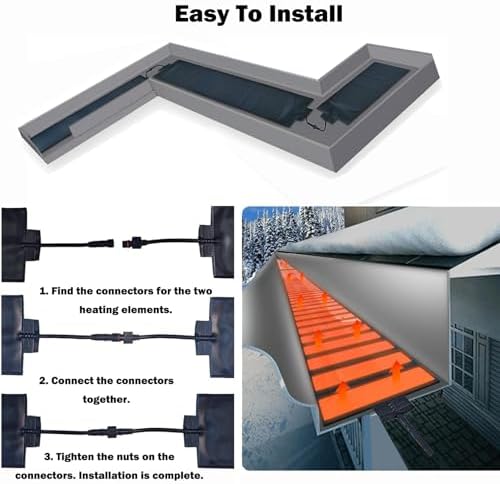 Heated Roof Snow Melting Mats, 50℃ De-Icing Kit with 5FT Cord, 150cm (59.05in) Winter Ice Dam Protection, Prevent Roof Leaks & Snow Buildup Efficiently