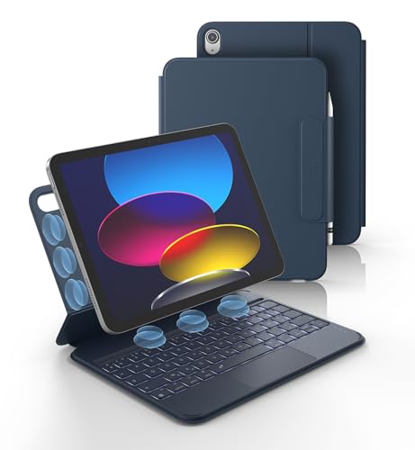 Dexnor Coque Clavier pour iPad 11ème Génération (A16) 11 2025/10ème Génération 10.9 2022, Magnétique Ultra-mince Détachable avec Multi-touch Trackpad Rétro-éclairé Porte Crayon Français AZERTY, Bleu