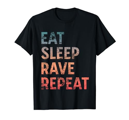 Eat Sleep Rave Repeat Vintage Rave Camiseta