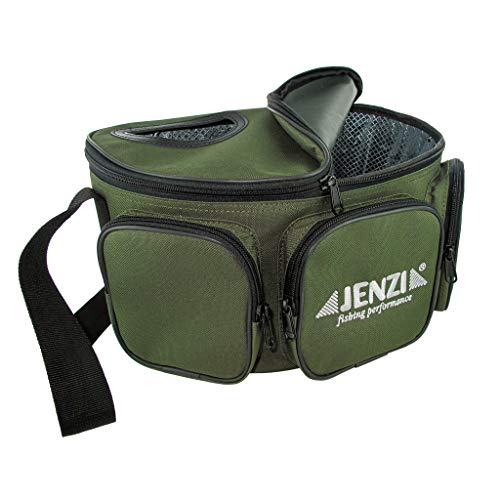 Accessoire Pêche Mouche Panier Pêche Tressé Jenzi - 30x20x20cm Vert 3 Poches Panier Pêcheur Tressé Traditionnel