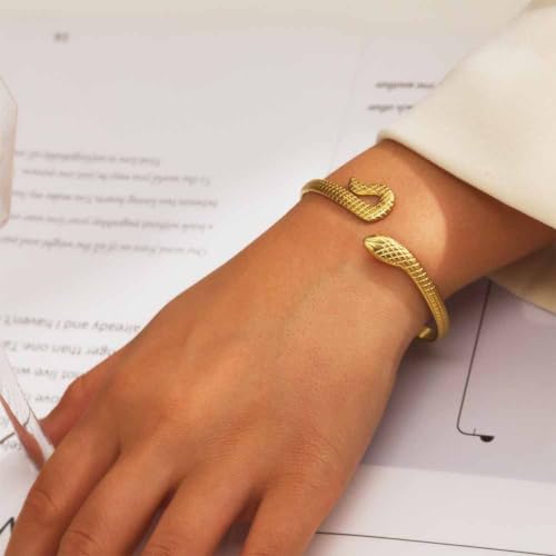 アクセサリー ALL BLUES Snake bracelet gold JczR.Y Snake Cuff Bracelet for Women Titanium Steel Open
