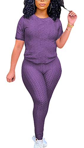 Workout Sets for Women 2 Piece Shirt Bodycon Pants Joggers Sports Tracksuit Set