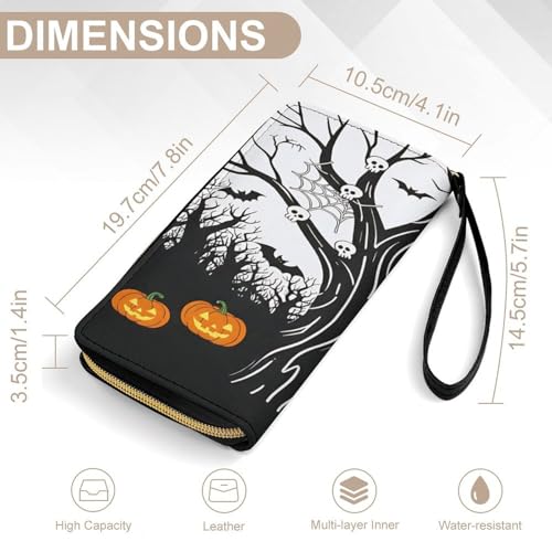Halloween Spooky Tree Women's Wallet Wristlet Zipper Purse with Hand Strap Travel Credit Card Holder for Daily Use Gifts2