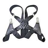 ADESIGNSTORE Mens Suspenders Cross back X style clips Belt Fashion formal Style - Men’s Suspenders Belts Suspenders Leather Strap Wide Braces (BLACK)