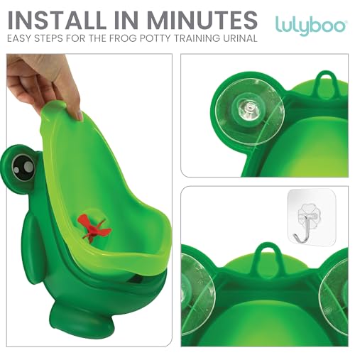 Lulyboo Potty Training Toilet Urinal for Boys - Cute Frog Toddler Potty with Fun Aiming Target, Removable Bowl, Suction Cup, Easy Clean - Ideal for Toddler Potty Training, Green. Ages 1-6 - Thumbnail 2