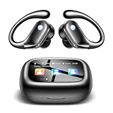 jaddsa Wireless Earbuds, ENC Noise Cancelling Sport Ear Buds with Multifunctional Touch Screen, Bluetooth 5.4 Headphones, Bass Stereo Sound, 5 EQ Over-Ear Earbuds for Sports/Workout/Gym-Black