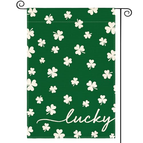 Drapeau de jardin trèfle Saint-Patrick petit format double face extérieur