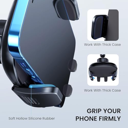 Qifutan Cell Phone Holder Long Arm Dashboard Windshield Car Phone Holder Anti-Shake Stabilizer Phone Car Holder Compatible with Phone Smartphone Grey