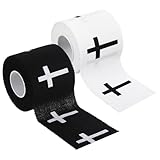 2Pcs Pre-Wrap Christian Athletic Wrist Tape 2 Inch Wide, Soccer Baseball Drip Wrist Tape Cross Socks Accessories Drip Youth, Sport Supplies for Football Sports Gymnastics Athlete Injury（Black & White）