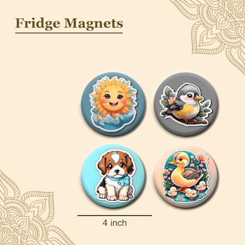 Image of LIVELLO Wooden Fridge Magnets for Home & Kitchen | Gift Items | Refrigerator Decorative Magnet | Funny Magnets | Kitchen Funny | Indian Cultural Themed Magnets (Multicolor 10)