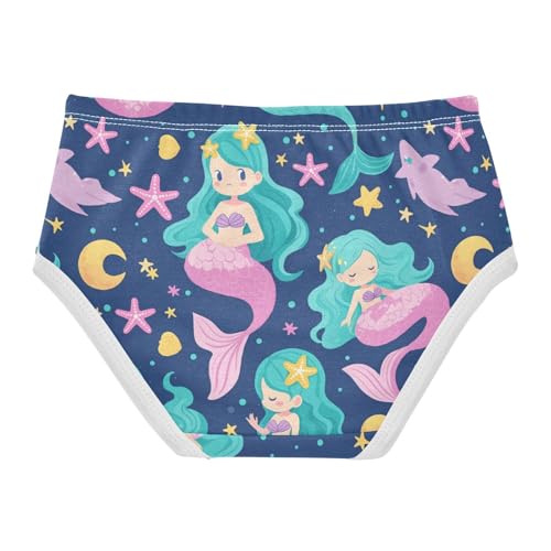 Wusikd Cute Mermaid Girls' Underwear Cotton Stars Girls Briefs Soft Toddler Underwear 2T2