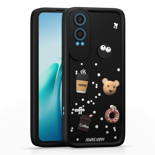 Image of Pikkme Bumper Case for OnePlus Nord Ce 4 Lite 5G | Cute Fun Cartoon 3D Bear Silicone Full Body Protection Back Cover (Black)