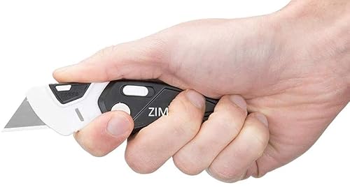 Zimpty 6-Pack Folding Utility Knife Quick-Change Sk5 Box Cutter For Cartons, Cardboard And Boxes, Back-Lock Mechanism #TOP3