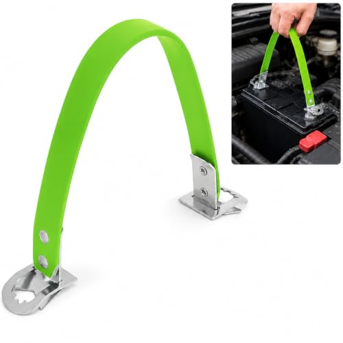 Car Battery Carrier Strap, Heavy Duty Battery Lifting Strap with Metal Bracket, for Carrying Removing and Installing Batteries, Universal for Car Truck RV Maintenance-Green